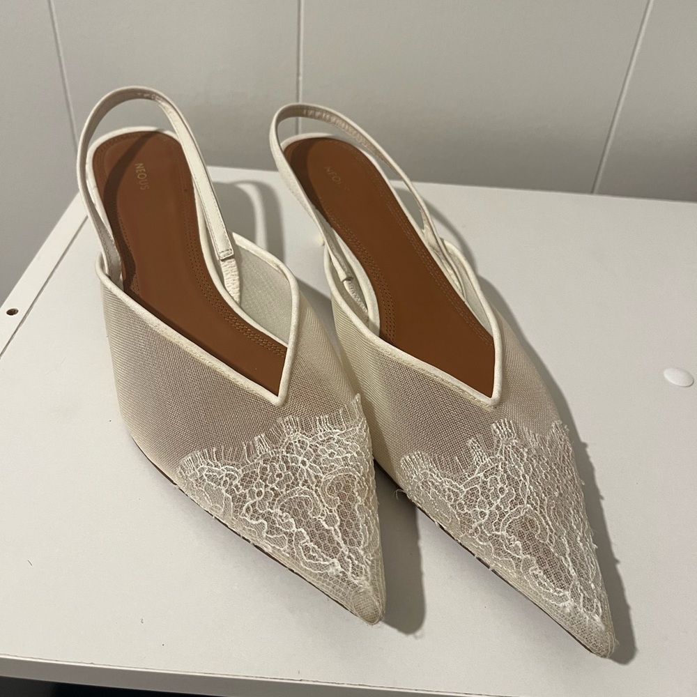 Neous Irena Lace Slingback Heels - Picture 2 of 4